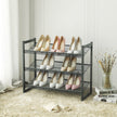 Shoe Rack – Metal Mesh – Black – Angle Adjustable, 3 Tiers for 9 Pairs