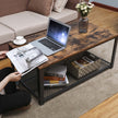 Coffee Table – Wood and Metal – Rustic Brown – Industrial Design with Storage Shelf