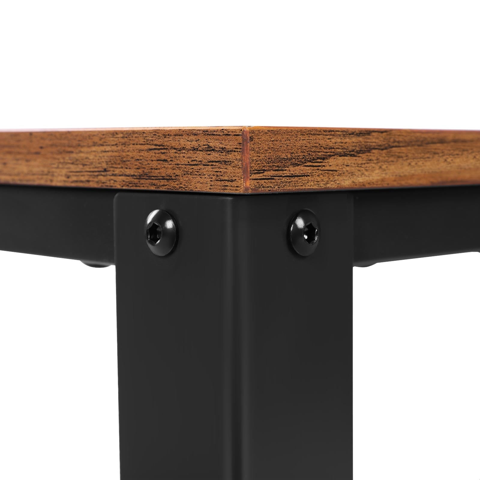 Coffee Table – Wood and Metal – Rustic Brown – Industrial Design with Storage Shelf