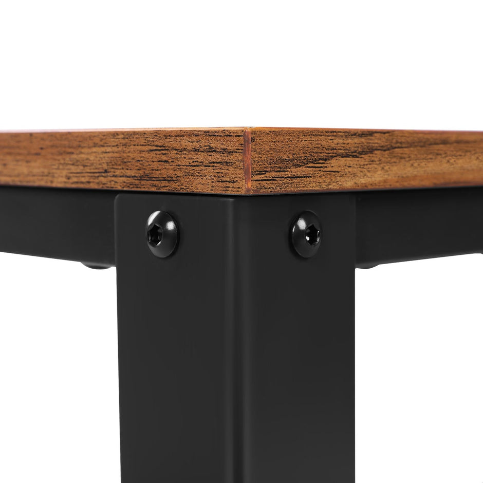 Coffee Table – Wood and Metal – Rustic Brown – Industrial Design with Storage Shelf