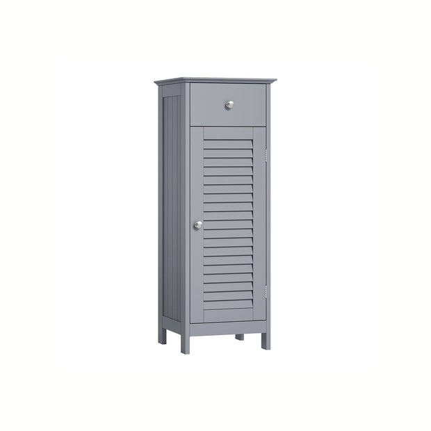 Bathroom Storage Cabinet – Wood – Dove Grey – Freestanding with Drawer and Shutter Door