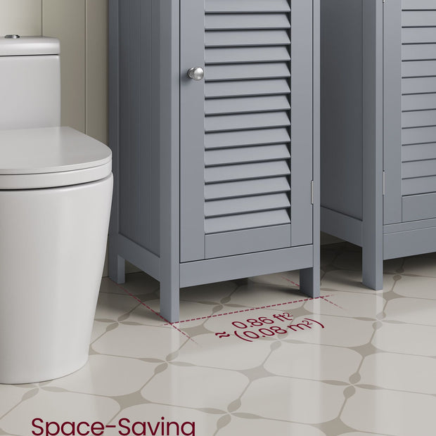 Bathroom Storage Cabinet – Wood – Dove Grey – Freestanding with Drawer and Shutter Door