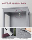 Bathroom Tall Cabinet – Wood – White – Freestanding Storage with 2 Drawers and 3 Open Shelves