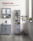 Bathroom Tall Cabinet – Wood – White – Freestanding Storage with 2 Drawers and 3 Open Shelves