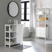 Bathroom Storage Cabinet – Wood – Matte White – Scandinavian Design with Louvred Door and Adjustable Shelf
