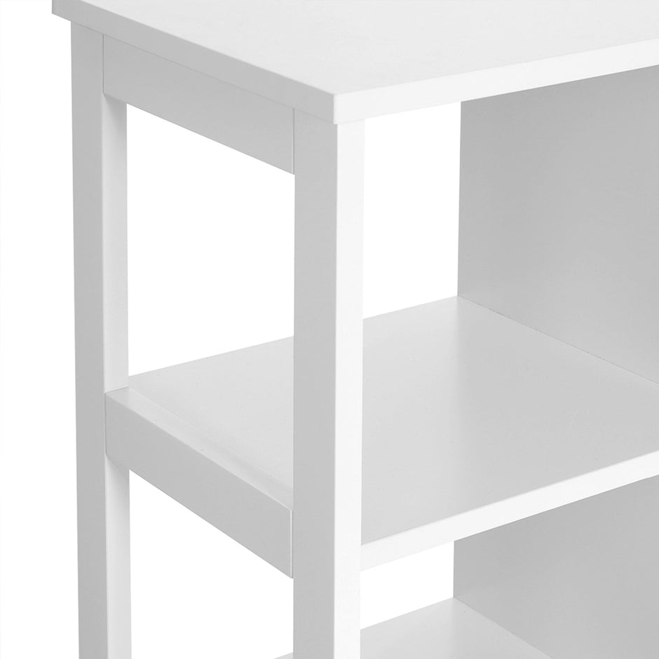 Bathroom Storage Cabinet – Wood – Matte White – Scandinavian Design with Louvred Door and Adjustable Shelf