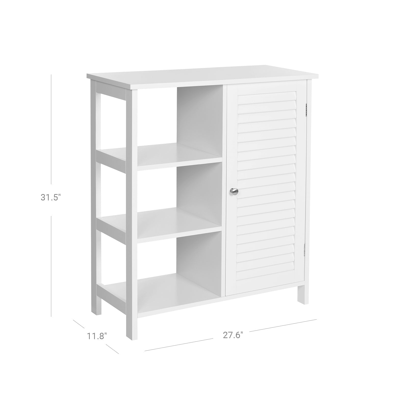 Bathroom Storage Cabinet – Wood – Matte White – Scandinavian Design with Louvred Door and Adjustable Shelf