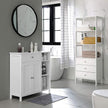 Bathroom Cabinet – Wood – Matte White – Adjustable Shelves and Drawer Storage
