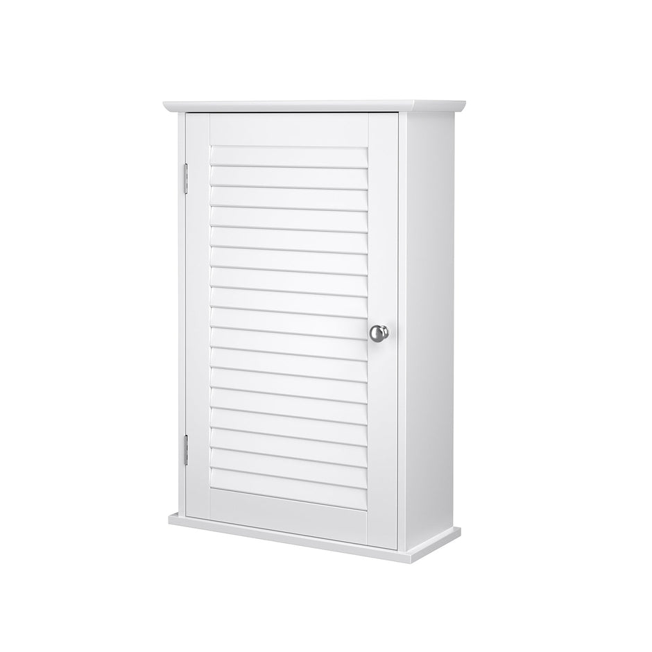 Wall Cabinet – Wooden – White – Adjustable Shelf and Shutter Door