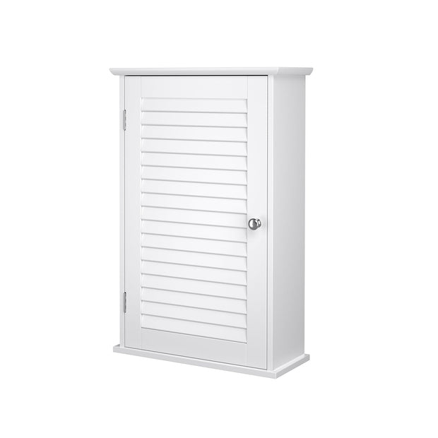 Wall Cabinet – Wooden – White – Adjustable Shelf and Shutter Door