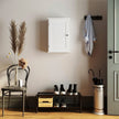 Wall Cabinet – Wooden – White – Adjustable Shelf and Shutter Door