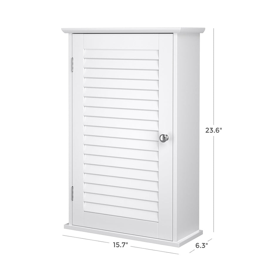 Wall Cabinet – Wooden – White – Adjustable Shelf and Shutter Door