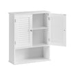 Hanging Bathroom Storage Cabinet – Wooden – White – Adjustable Shelf and Double Shutter Doors