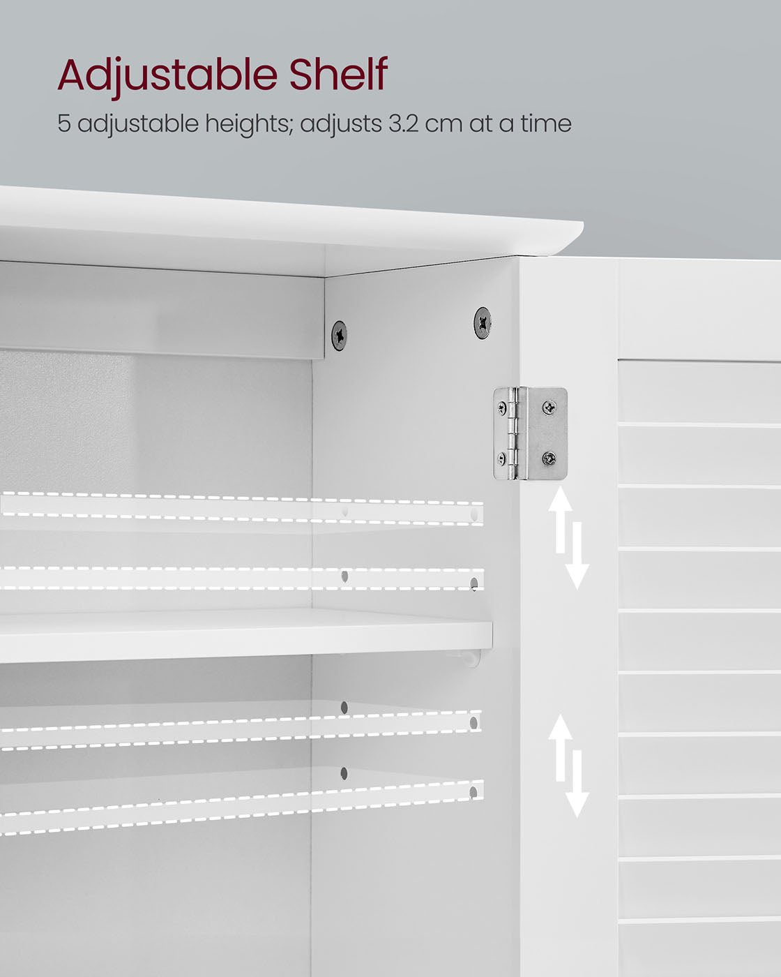 Hanging Bathroom Storage Cabinet – Wooden – White – Adjustable Shelf and Double Shutter Doors