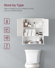 Hanging Bathroom Storage Cabinet – Wooden – White – Adjustable Shelf and Double Shutter Doors