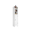Slim Bathroom Storage Cabinet – Wood – White – Freestanding with Adjustable Shelves