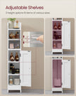 Slim Bathroom Storage Cabinet – Wood – White – Freestanding with Adjustable Shelves
