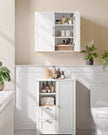 Wall-Mounted Bathroom Storage Cabinet – Wood – Cloud White – Adjustable Shelves