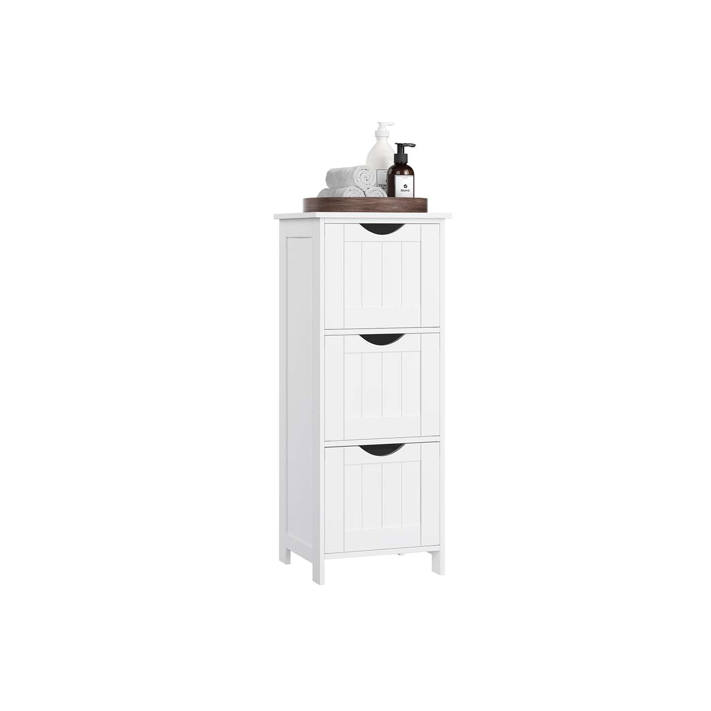 Floor Cabinet – Wood – Grey – 4 Drawers, Freestanding Design
