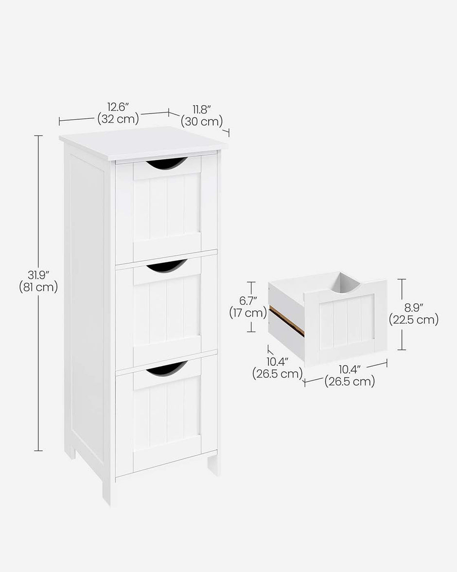 Floor Cabinet – Wood – Grey – 4 Drawers, Freestanding Design