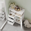 Freestanding Bathroom Floor Cabinet – Wood – White – 3-Drawer Storage Unit with Adjustable Shelf