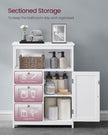 Bathroom Storage Cabinet – Wood – White – Freestanding with 3 Drawers and Adjustable Shelf
