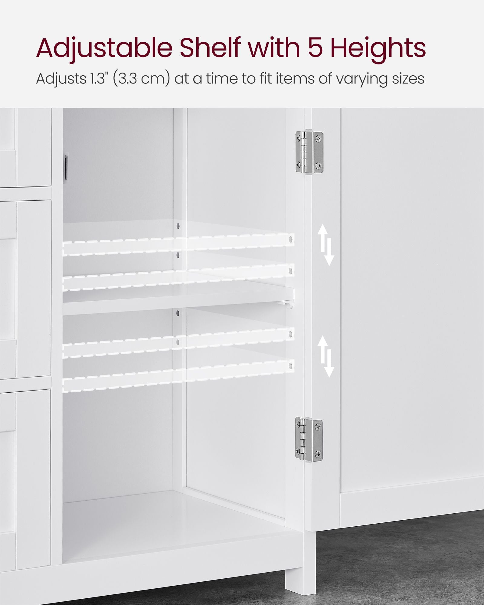 Bathroom Storage Cabinet – Wood – White – Freestanding with 3 Drawers and Adjustable Shelf