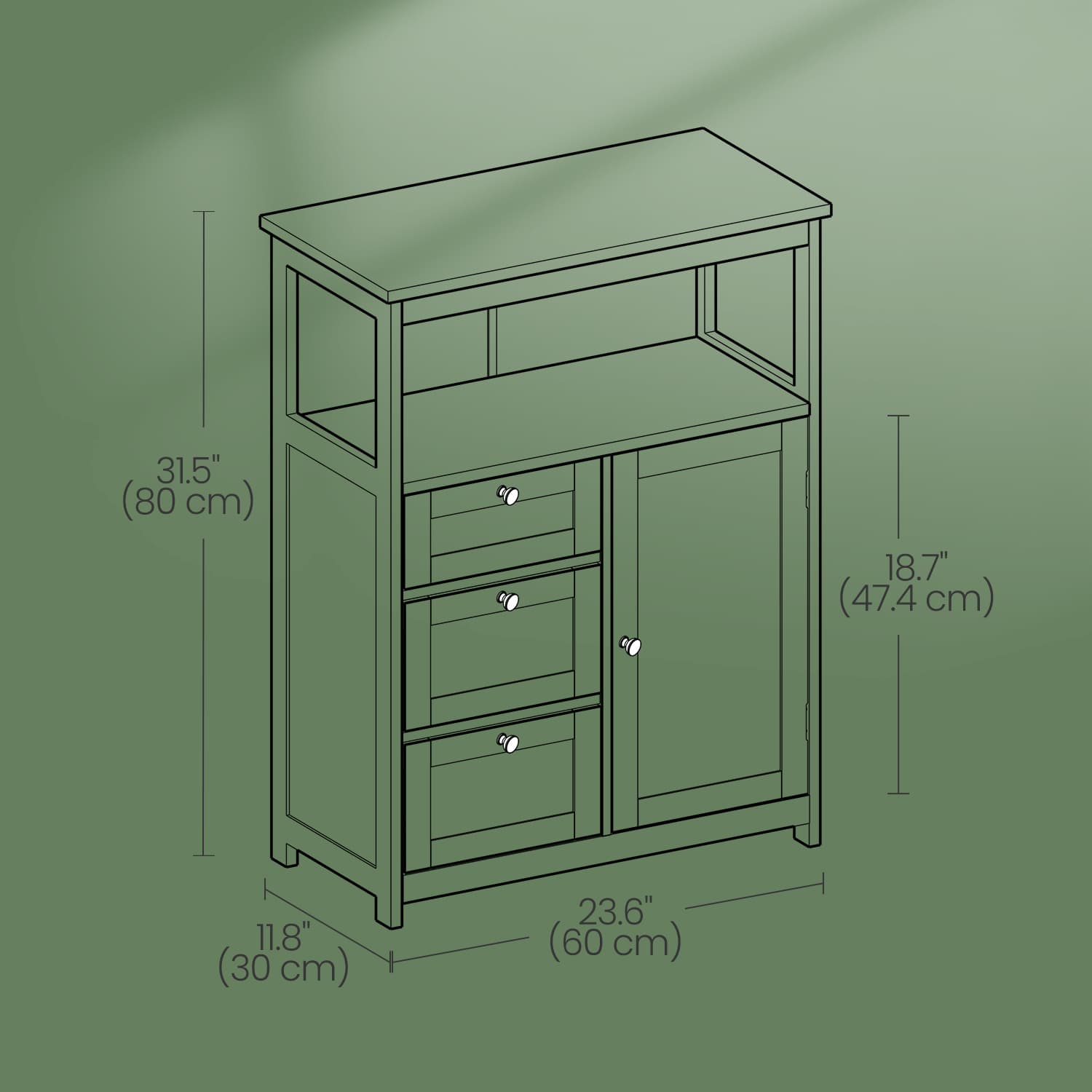 Freestanding Bathroom Floor Cabinet – Wood – White – 3-Drawer Storage Unit with Adjustable Shelf