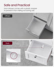 Bathroom Storage Cabinet – Wood – White – Freestanding with 3 Drawers and Adjustable Shelf