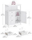 Bathroom Storage Cabinet – Wood – White – Freestanding with 3 Drawers and Adjustable Shelf