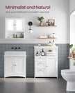 Bathroom Storage Cabinet – Wood – White – Freestanding with 3 Drawers and Adjustable Shelf