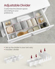 Freestanding Bathroom Cabinet – Wood – White – 2 Drawers with Adjustable Dividers and Baskets