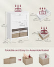 Freestanding Bathroom Cabinet – Wood – White – 2 Drawers with Adjustable Dividers and Baskets
