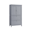 Freestanding Storage Cupboard – Wood – White – 2 Drawers, 2 Doors, Adjustable Shelf