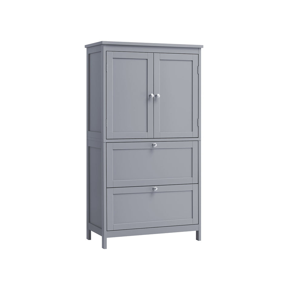 Bathroom Storage Cabinet – Wood – Dove Grey – Freestanding with Adjustable Shelf and 2 Drawers