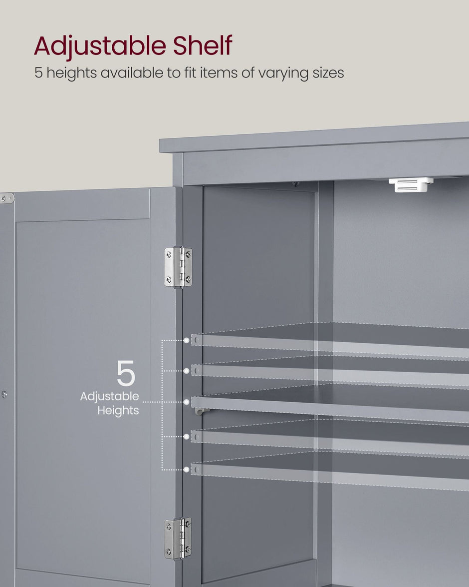 Bathroom Storage Cabinet – Wood – Dove Grey – Freestanding with Adjustable Shelf and 2 Drawers