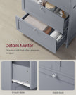 Bathroom Storage Cabinet – Wood – Dove Grey – Freestanding with Adjustable Shelf and 2 Drawers