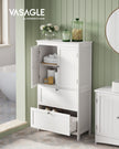 Freestanding Storage Cupboard – Wood – White – 2 Drawers, 2 Doors, Adjustable Shelf