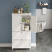 Freestanding Bathroom Storage Cabinet – Wood – White – 2 Drawers, 2 Doors, Adjustable Shelf