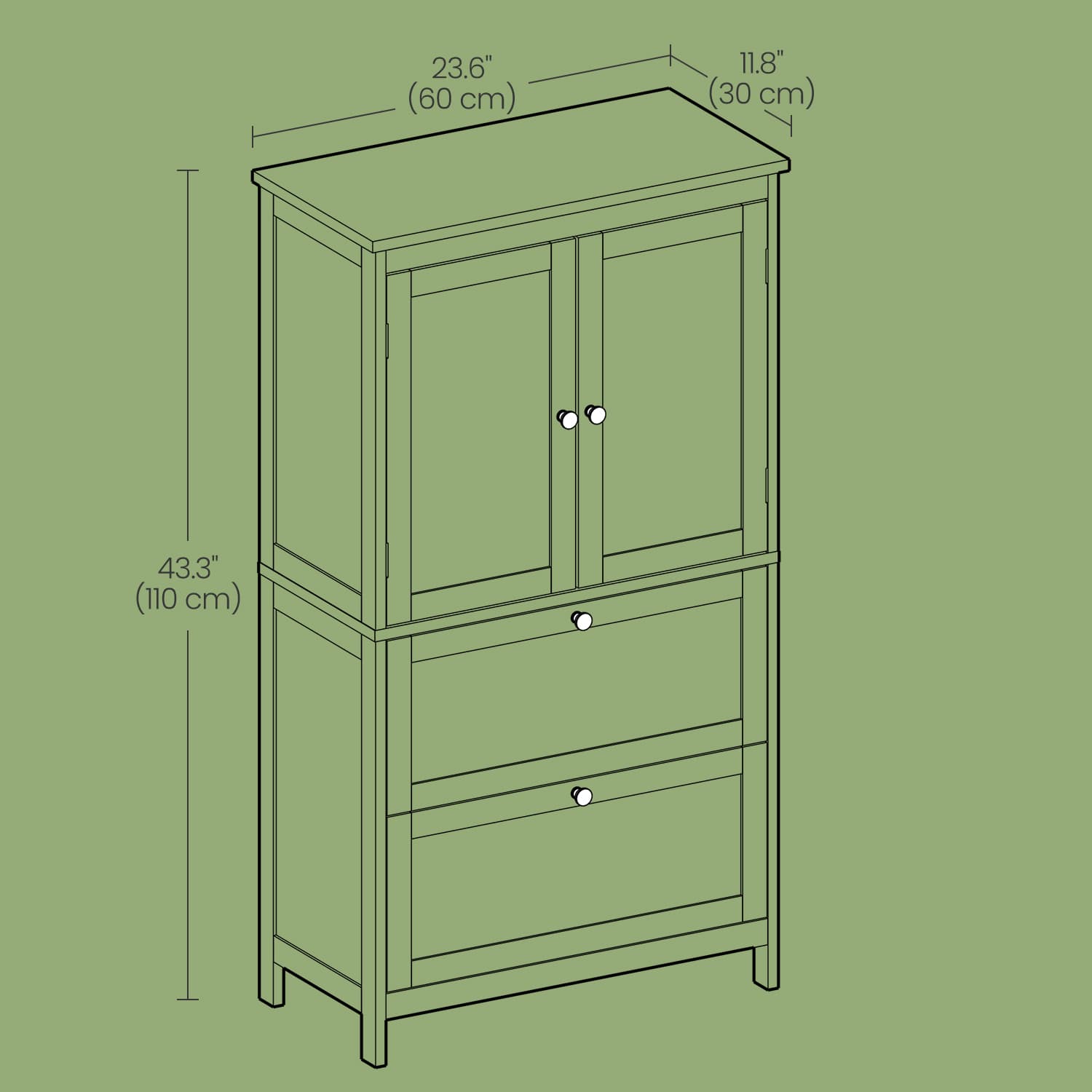 Freestanding Bathroom Storage Cabinet – Wood – White – 2 Drawers, 2 Doors, Adjustable Shelf