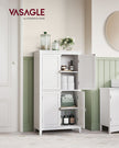 Freestanding Cabinet – Wood – White – 4 Doors with Adjustable Shelves