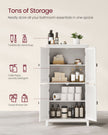 Freestanding Cabinet – Wood – White – 4 Doors with Adjustable Shelves