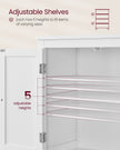 Freestanding Cabinet – Wood – White – 4 Doors with Adjustable Shelves