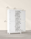 Freestanding Cabinet – Wood – White – 4 Doors with Adjustable Shelves