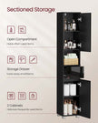 Tall Bathroom Cabinet – Wood – Sleek White Finish – Adjustable Shelves and Drawer