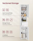 Tall Bathroom Cabinet – Wood – White – Sleek Design with Adjustable Shelves and Drawer