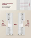 Tall Bathroom Cabinet – Wood – White – Sleek Design with Adjustable Shelves and Drawer