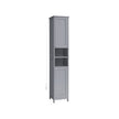 Tall Bathroom Cabinet – Wood – Dove Grey – Slim Design with Adjustable Shelves and Lights