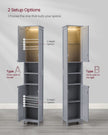 Tall Bathroom Cabinet – Wood – Dove Grey – Slim Design with Adjustable Shelves and Lights