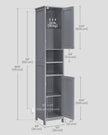 Tall Bathroom Cabinet – Wood – Dove Grey – Slim Design with Adjustable Shelves and Lights